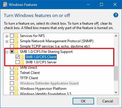 Enable SMBv1